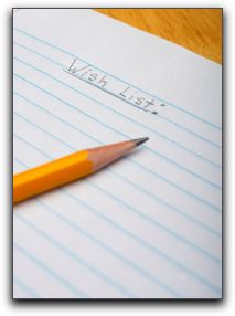 Wish List written on a paper